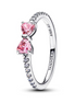 Pandora Moments Silver Sparkling Pink Bow Ring Size 4.5