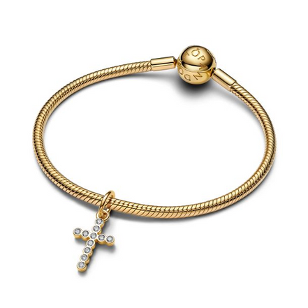 Panodra Moments 14K Gold Plated Cross Dangle Charm
