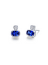 Lafonn Silver 1.21 CTW Simulated Diamond And Sapphire Regal Cushion-Cut Stud Earrings