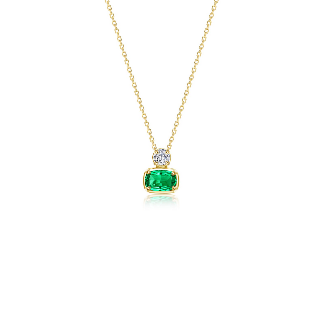 Lafonn Gold-Plated 1.66 Ctw Simulated Diamond And Emerald Regal Cushion-Cut Pendant Necklace