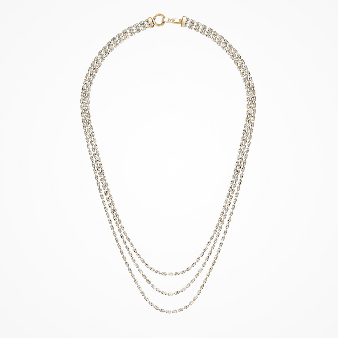 Desmos Two-Tone Typhoon Eternity Triple Row Necklace 18"