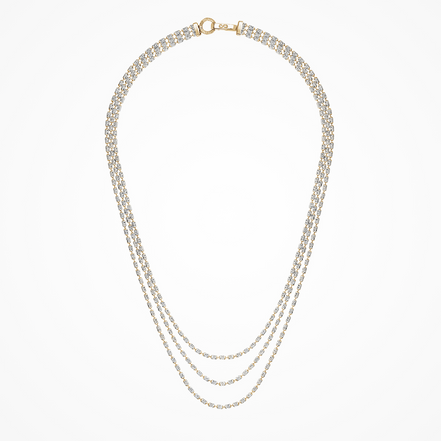 Desmos Two-Tone Typhoon Eternity Triple Row Necklace 18"