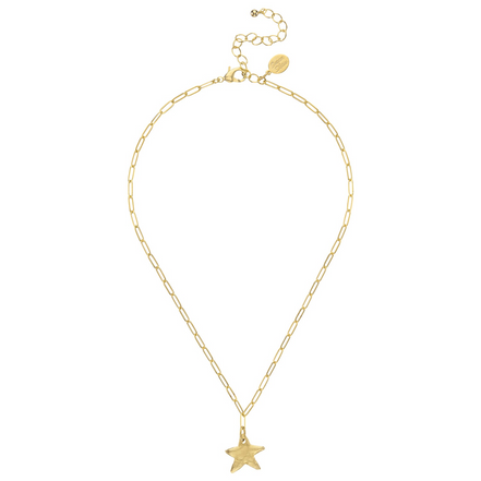 Susan Shaw 24K Gold-Plated Petite Star Paperclip Necklace