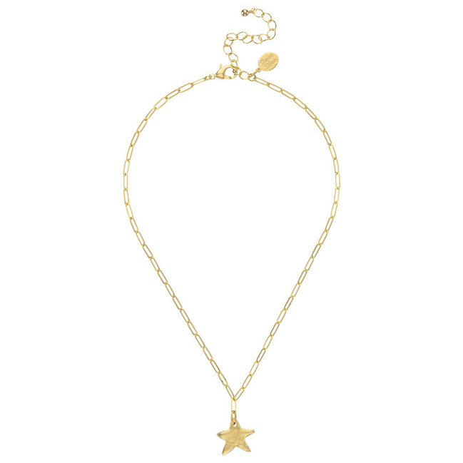Susan Shaw 24K Gold-Plated Petite Star Paperclip Necklace