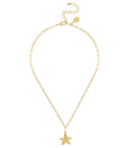 Susan Shaw 24K Gold-Plated Petite Star Paperclip Necklace