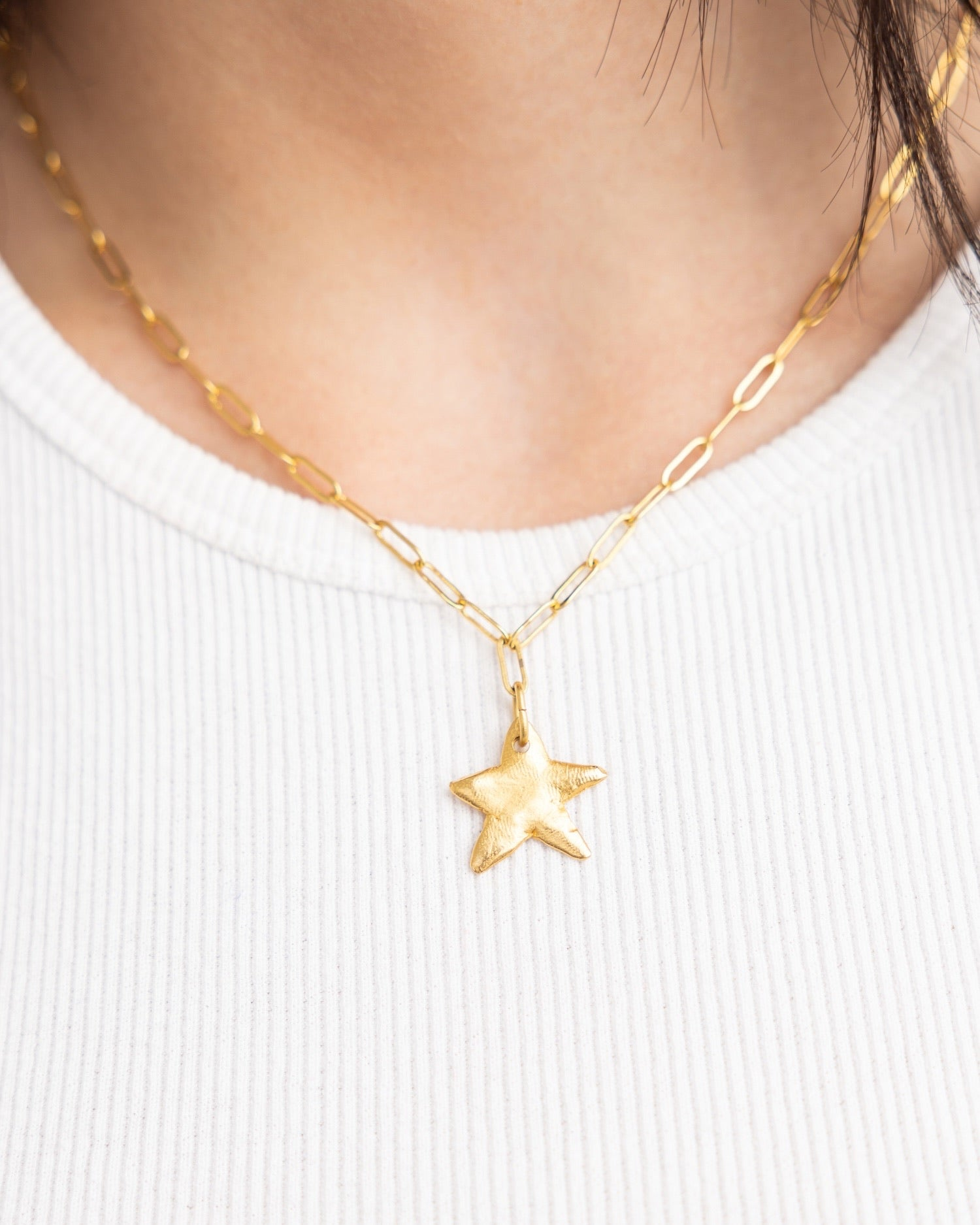 Susan Shaw 18K Gold-Plated Petite Star Paperclip Necklace