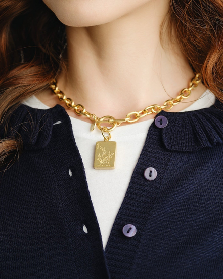 Susan Shaw 24K Gold-Plated Bird Bam Mahjong Toggle Necklace