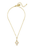 Susan Shaw 24K Gold-Plated Small Mother of Pearl Cross Paperclip Necklace