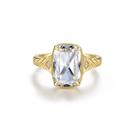 Lafonn Gold Plated 5.65 CTW Vintage Elara Cushion Cut Ring Size 7