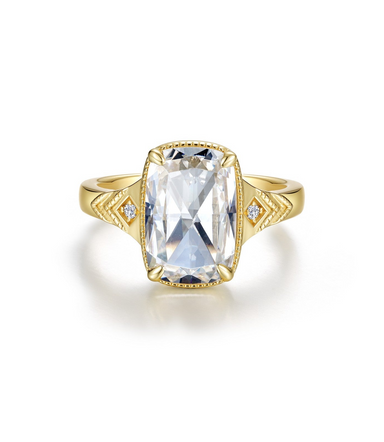 Lafonn Gold Plated 5.65 CTW Vintage Elara Cushion Cut Ring Size 7