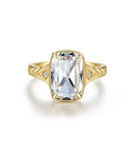 Lafonn Gold Plated 5.65 CTW Vintage Elara Cushion Cut Ring Size 7