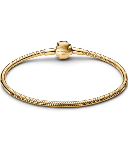 Pandora X Disney 14K Gold-Plated Beauty and the Beast Enchanted Rose Clasp Snake Chain Bracelet Size 19