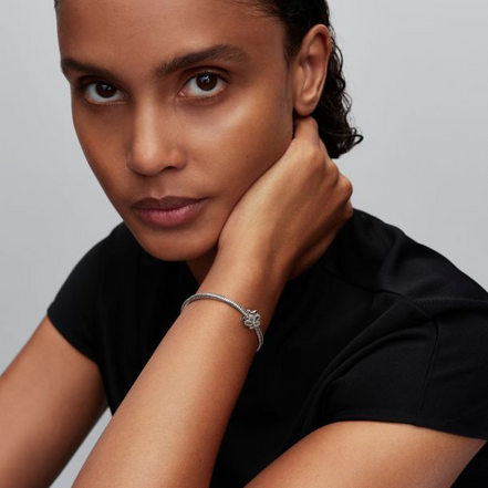 Pandora Moments Silver Pave' Flower Openwork Charm