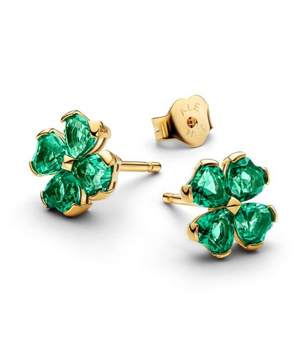 Pandora Green Lucky Clover Stud Earrings