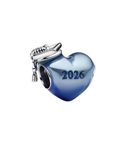 Pandora Moments Silver Graduation 2026 Blue Heart Charm