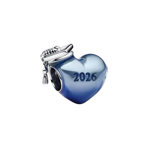 Pandora Moments Silver Graduation 2026 Blue Heart Charm