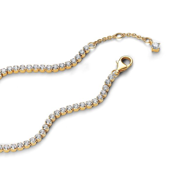 Pandora Timeless 14K Gold-Plated Sparkling Tennis Bracelet Size 18