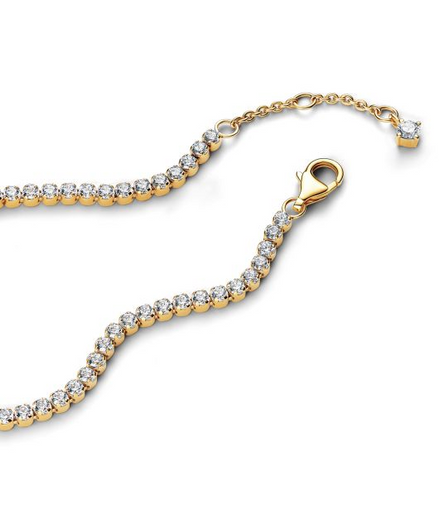 Pandora Timeless 14K Gold-Plated Sparkling Tennis Bracelet Size 18