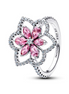 Pandora Timeless Silver Double Flower Cocktail Ring Size 7