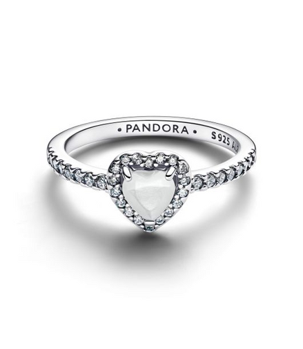 Pandora Timeless Silver Elevated White Heart Ring Size 7