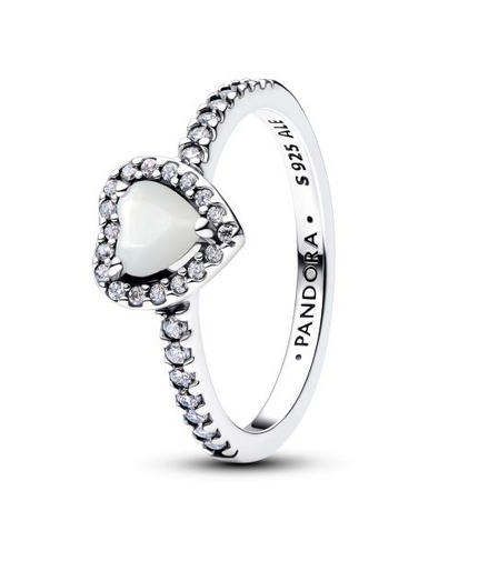 Pandora Timeless Silver Elevated White Heart Ring Size 7.5