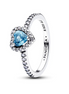 Pandora Timeless Silver Elevated Light Blue Heart Ring Size 6