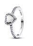 Pandora Timeless Silver  Elevated White Heart Ring Size 6