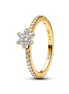 Pandora Timeless 14K Gold-Plated Sparkling Flower Ring Size 7
