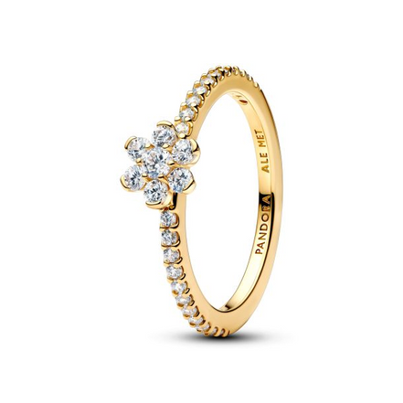 Pandora Timeless 14K Gold-Plated Sparkling Flower Ring Size 7