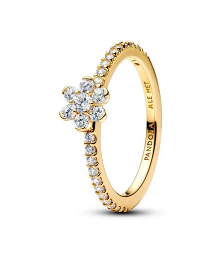 Pandora Timeless 14K Gold-Plated Sparkling Flower Ring Size 7