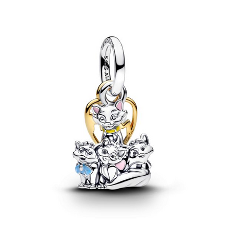 Pandora X Disney Two-Tone Aristocats Duchess And Kittens Dangle Charm
