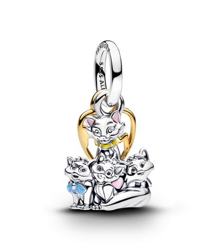 Pandora X Disney 14K Gold-Plated Aristocats Duchess & Kittens Dangle Charm