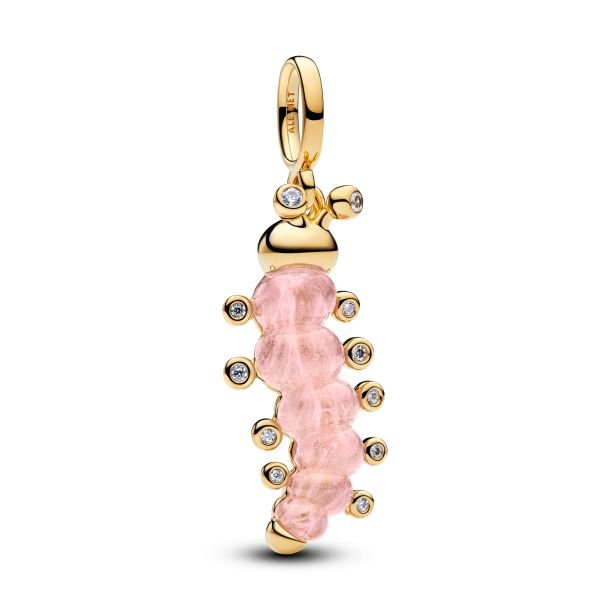 Pandora Timeless 14K Gold-Plated Pink Caterpillar Charm