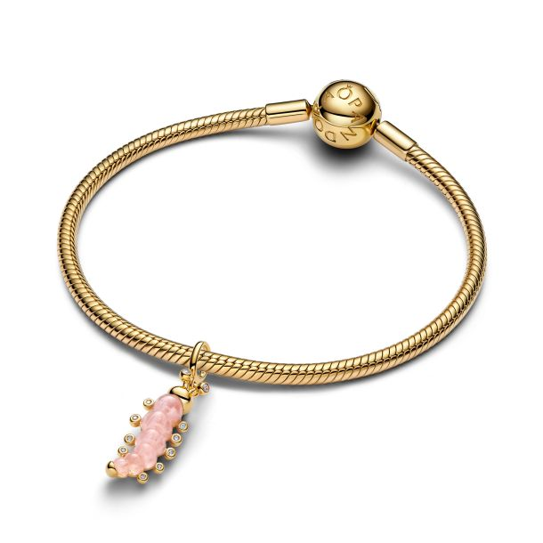 Pandora Timeless 14K Gold-Plated Pink Caterpillar Charm