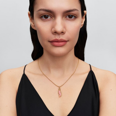 Pandora Timeless 14K Gold-Plated Pink Caterpillar Charm