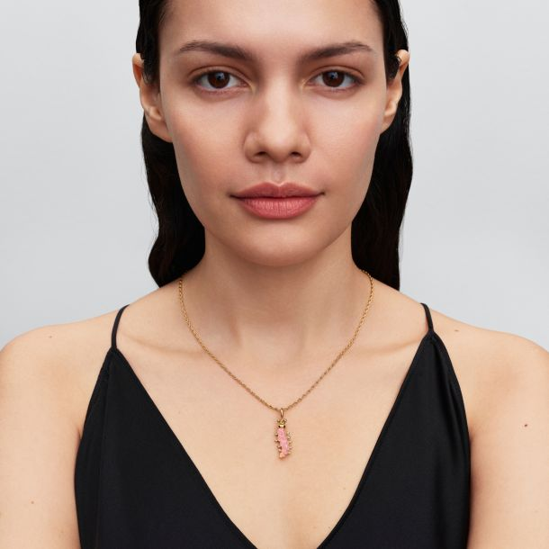 Pandora Timeless 14K Gold-Plated Pink Caterpillar Charm