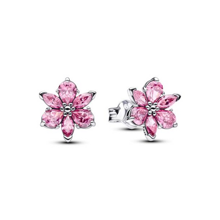 Pandora Timeless Herbarium Sparkling Pink Flower Stud Earrings