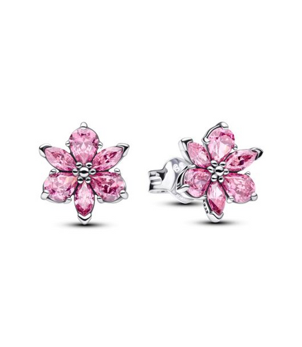 Pandora Timeless Herbarium Sparkling Pink Flower Stud Earrings