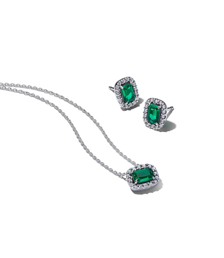 Pandora Timeless Silver Sparkling Green Halo Jewelry Gift Set