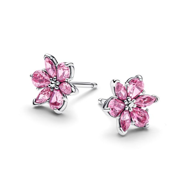 Pandora Timeless Herbarium Sparkling Pink Flower Stud Earrings
