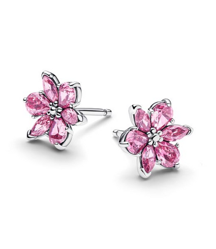 Pandora Timeless Herbarium Sparkling Pink Flower Stud Earrings
