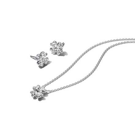 Pandora Timeless Silver Sparkling Lucky Clover Jewelry Gift Set