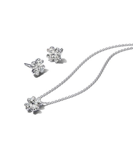 Pandora Timeless Silver Sparkling Lucky Clover Jewelry Gift Set