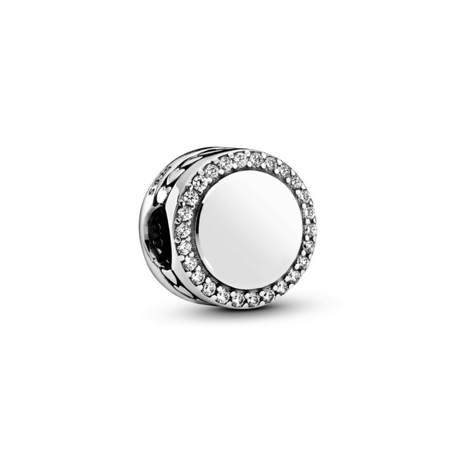 Pandora Moments Silver Engravable Sparkling Charm