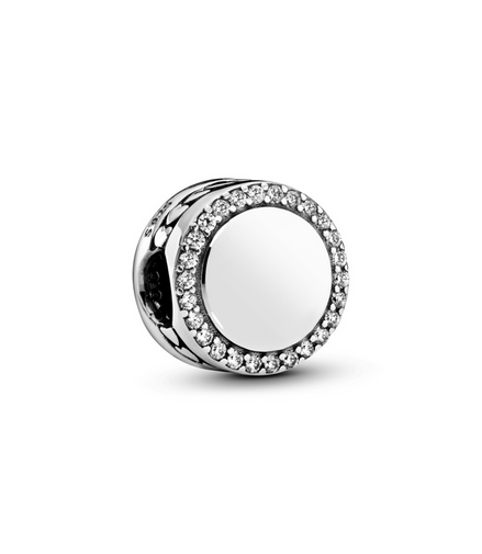 Pandora Moments Silver Engravable Sparkling Charm