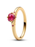Pandora Timeless 14K Gold-Plated Sparkling Red Heart Ring Size 4.5