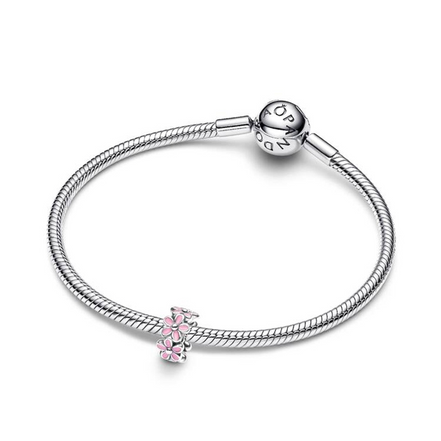 Pandora Moments Silver Pink Daisy Spacer Charm