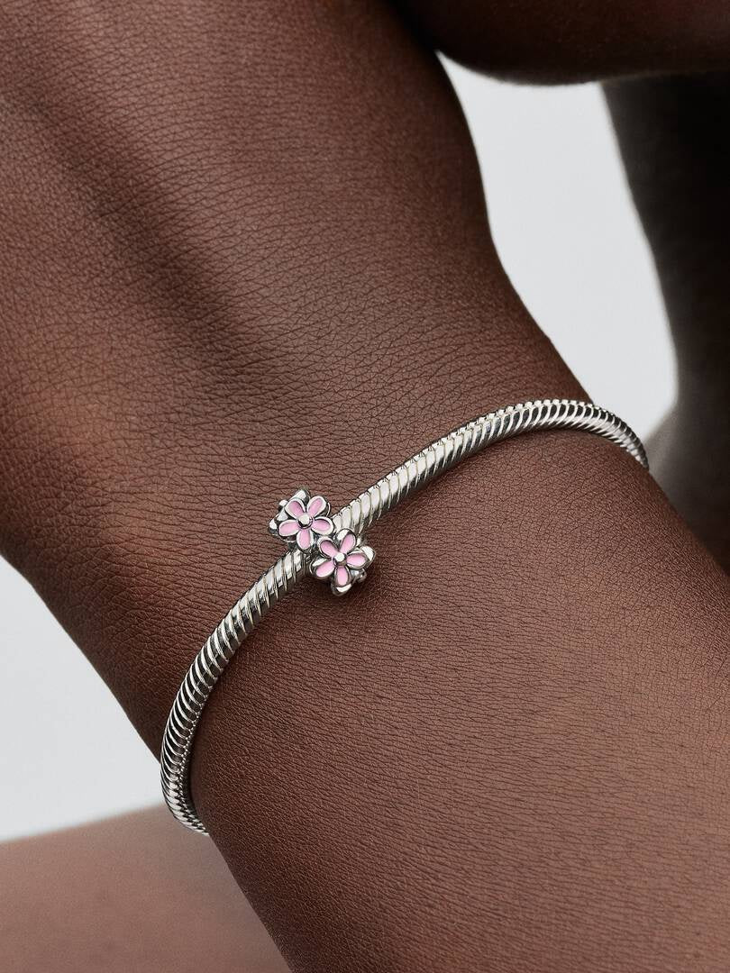 Pandora Moments Silver Pink Daisy Spacer Charm