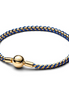 Pandora Blue Cord Gold-Plated Box Chain Bracelet Size 18