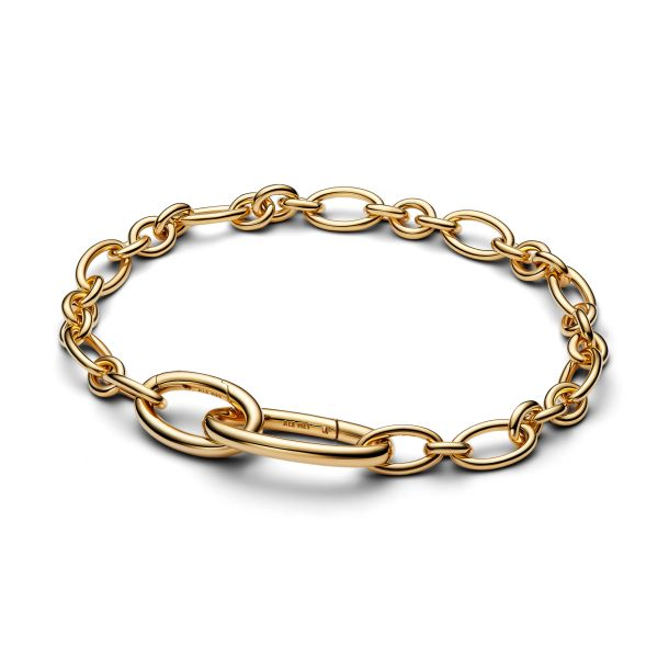 Pandora ME Openable Oval Link Gold-Plated Chain Bracelet Size 2
